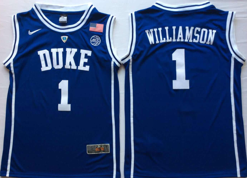 NCAA Men Duke Blue Devils Blue #1 WILLIAMSON